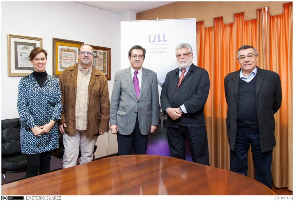 Los máximos responsables de la ULL y del Instituto de Estudios Hispánicos de Canarias, tras la reunión. 
